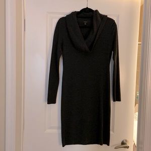 Ann Taylor extra fine merino gray cowl neck sweater dress